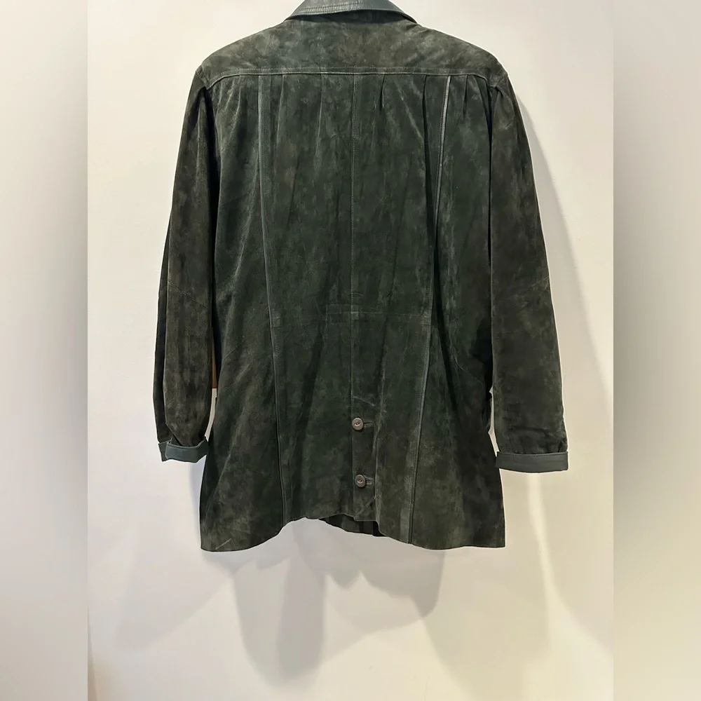 Naturel Women's Vintage Leather Jacket in Green - Picture 8 of 12